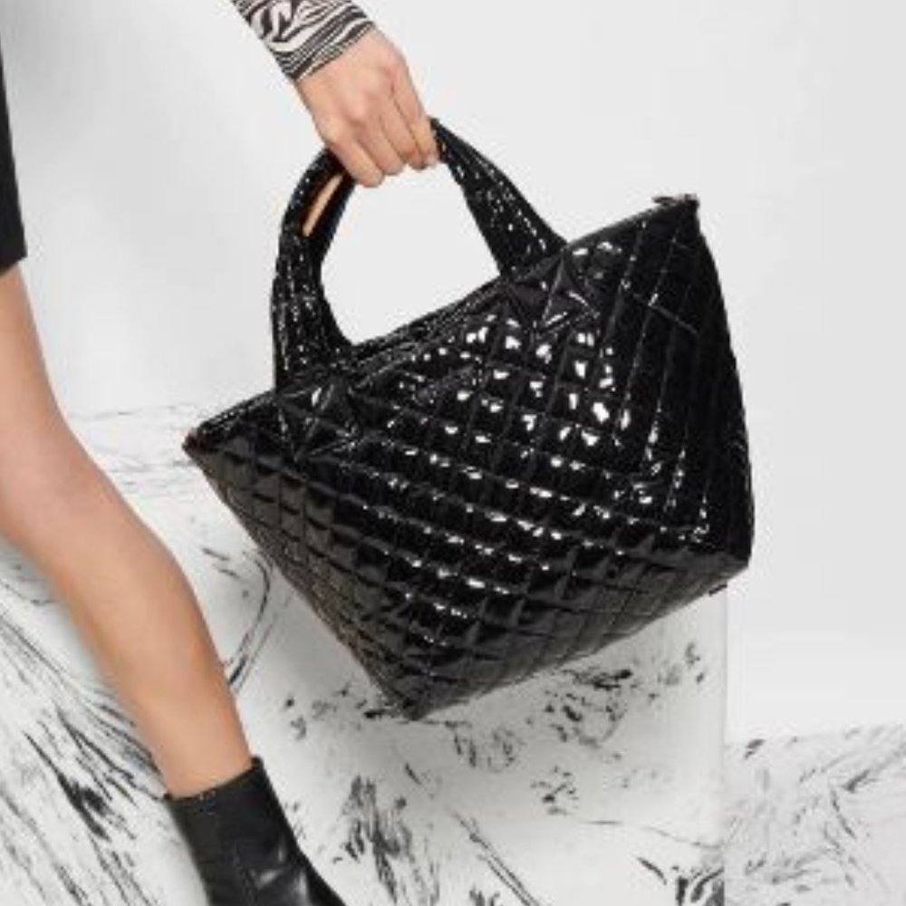 MZ WALLACE BLACK LACQUER SMALL METRO TOTE DELUXE SOLD OUT